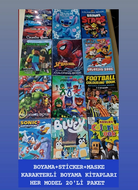 BOYAMA KİTABI MASKELİ 20Lİ ERKEK TEK MODELLER